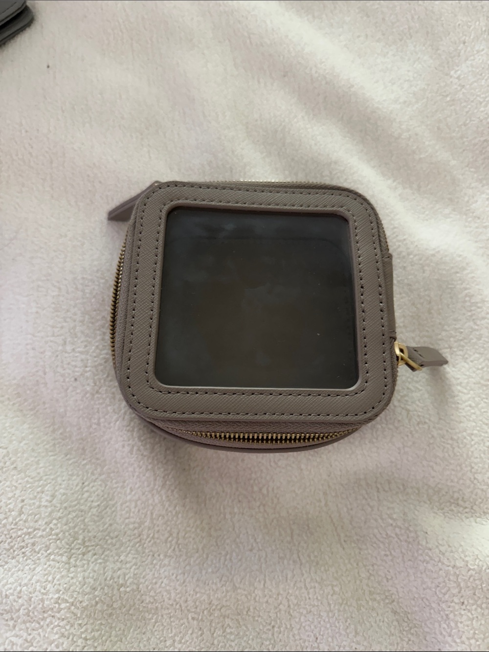Truffle Small Zippered Travel Case with Clear Top - Taupe